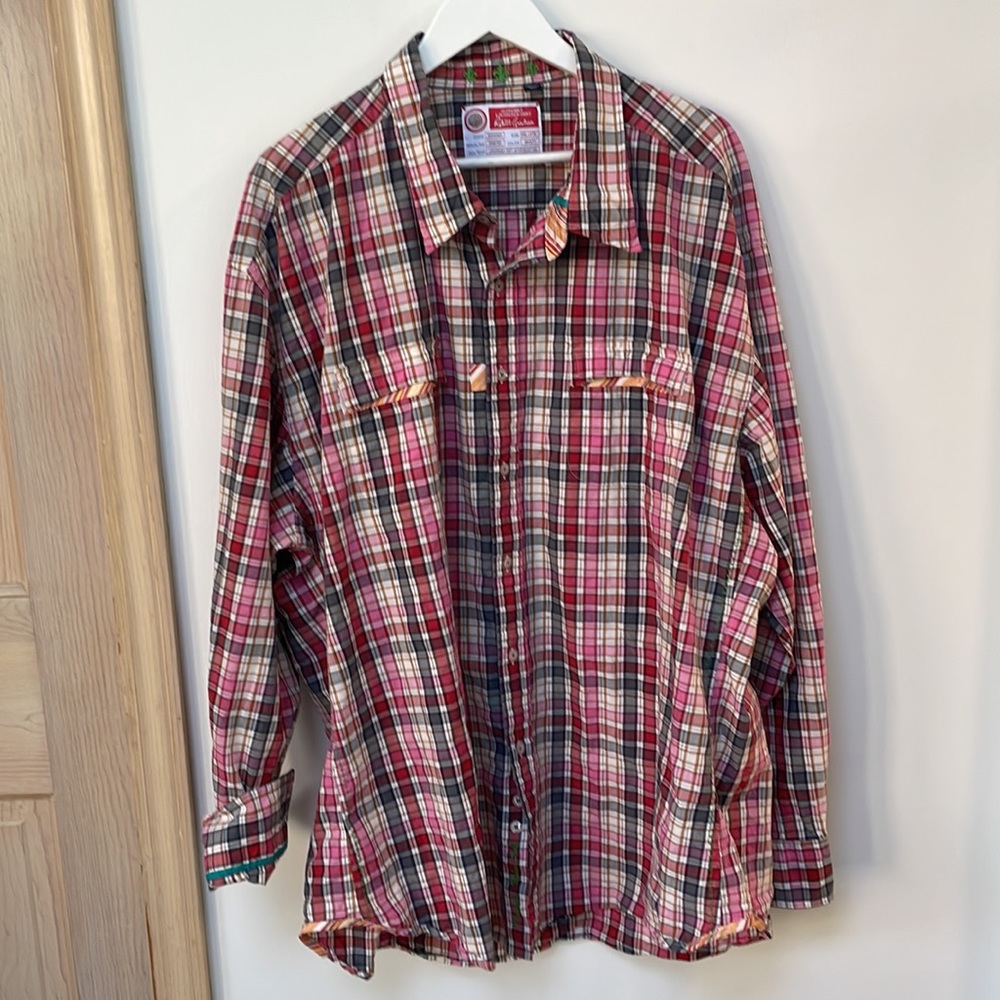 Robert Graham men’s 4XL The Freshly Laundered Plaid Button Up Shirt Red
